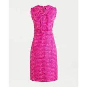 J.Crew Pink Tweed Sleeveless‎ V Neck Sheath Dress Size 0 NWT